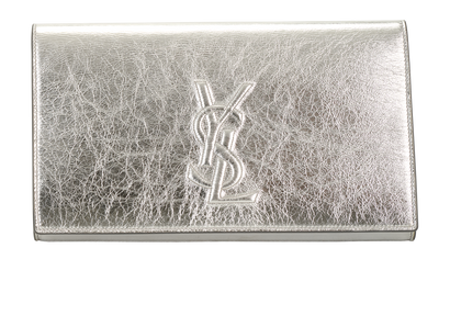Large Belle De Jour Clutch, &pound;375, Handbags, Silver, Leather, Front view
